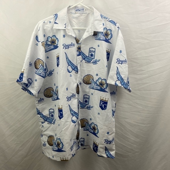BWM Global Other - Kansas City Royals Hawaiian Button Up Short Sleeve Shirt Size XL Miller Lite